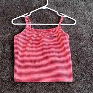 Spaghetti strapped striped crop top